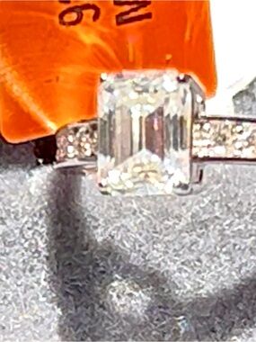 Emerald-Cut 1.50 TCW Moisannite Stone set in Solid Sterling Silver. MSP $650.